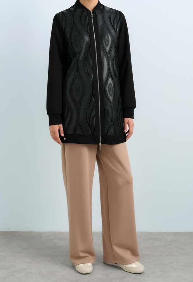 Blouson Bomber avec détaillé en cuir