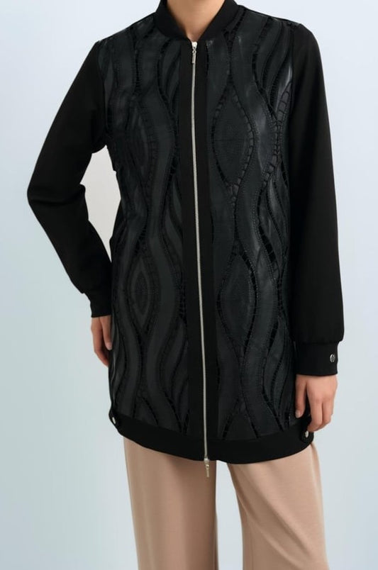 Blouson Bomber avec détaillé en cuir