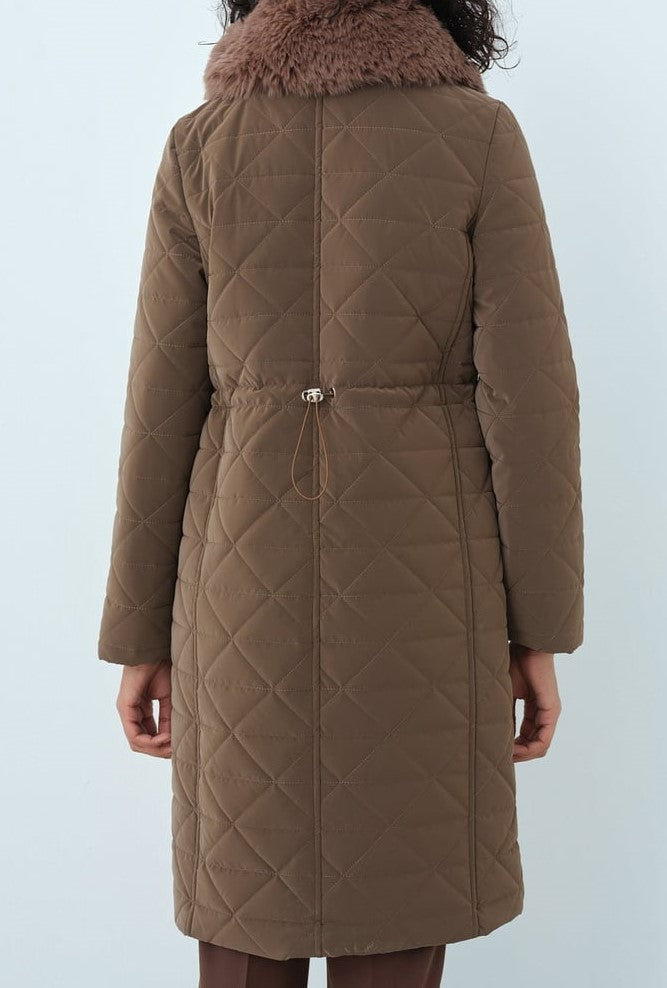 Manteau Matelassé Col Fourrure