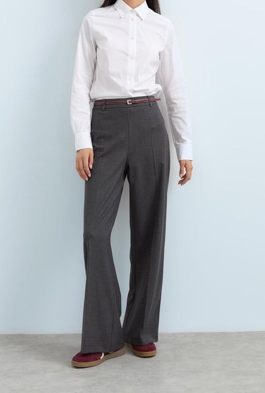 Pantalon Droit Ceinturé Avec Trace Thermocollante