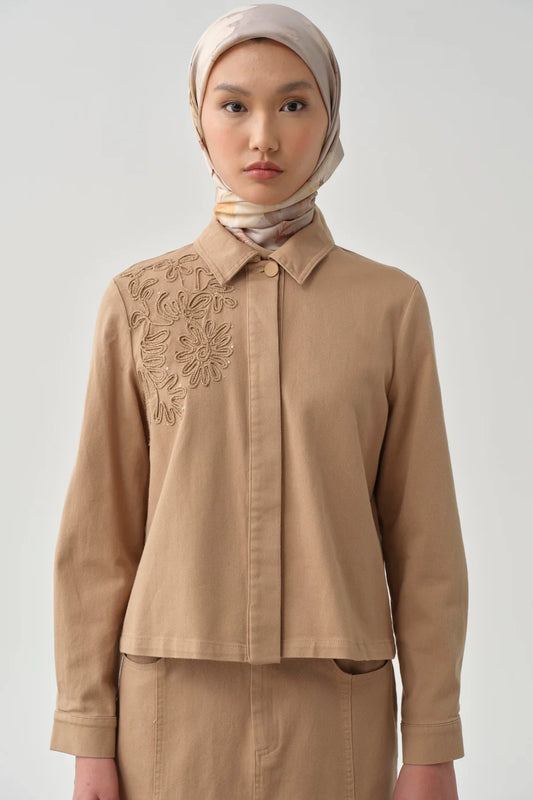 veste en toile avec détails brodés