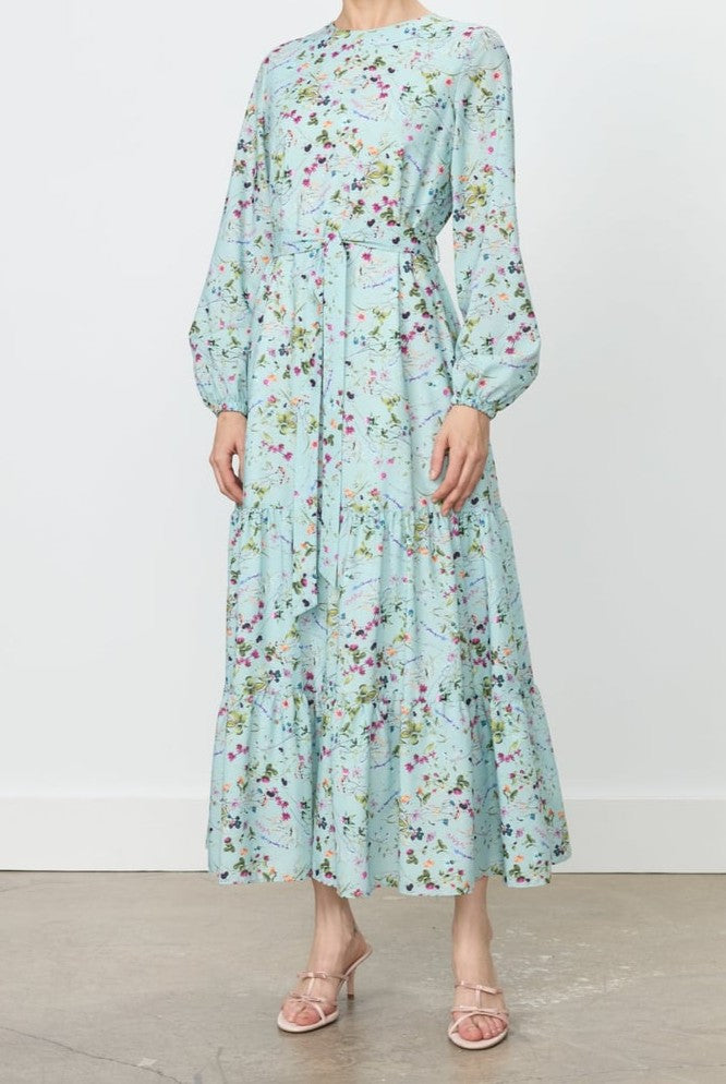 Robe à imprimé floral et jupe froncée