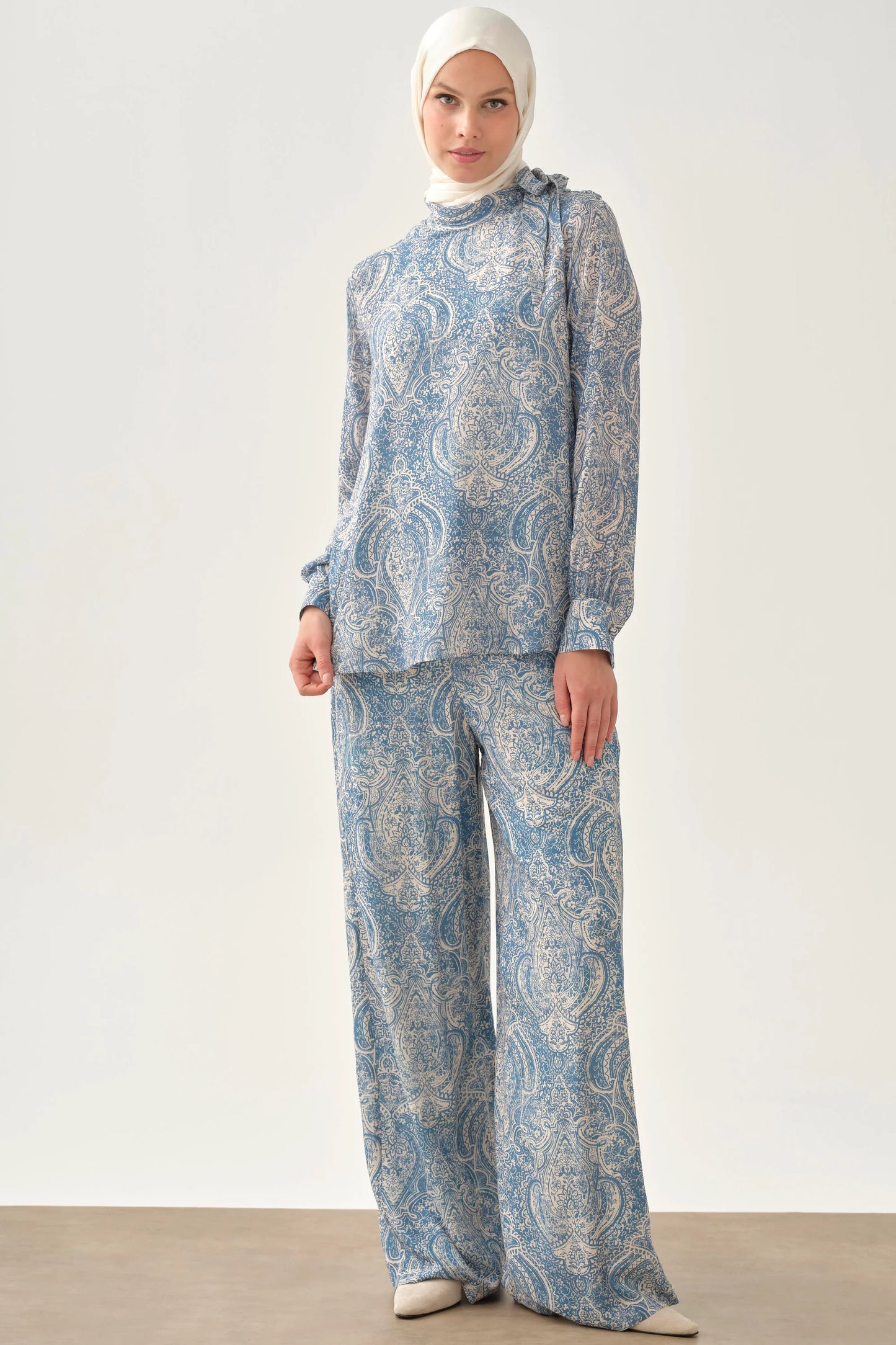 Pantalon large à motif
