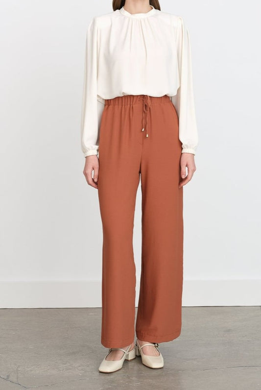 Pantalon large à taille élastique