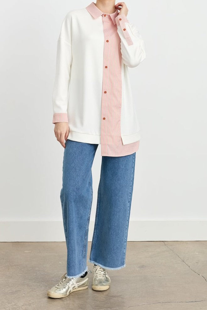Tunique asymétrique avec colle chemise