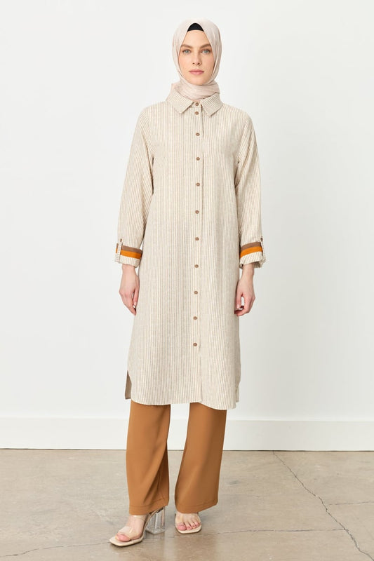 Tunique rayée à col chemise