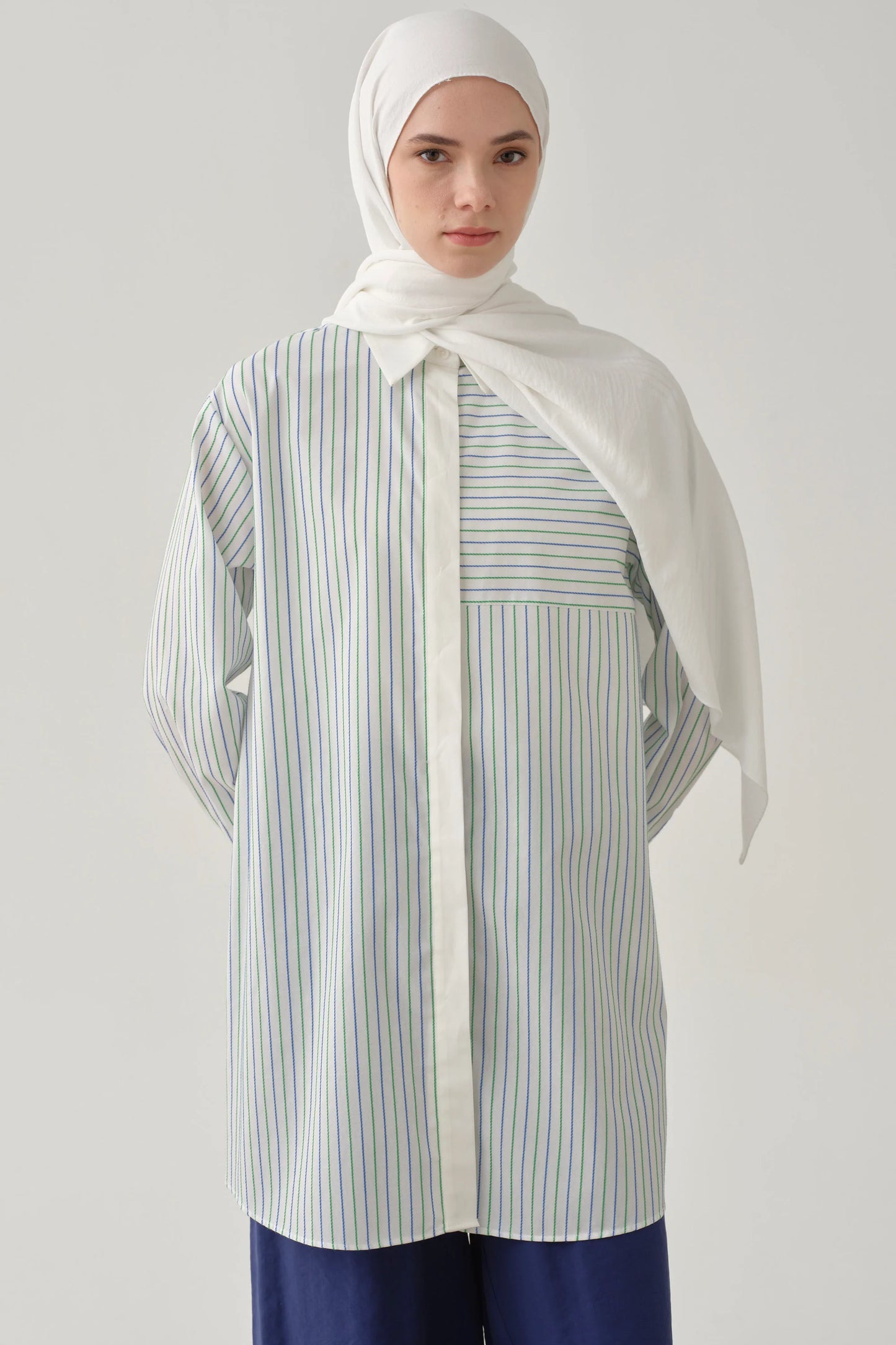 Tunique rayée avec colle chemise
