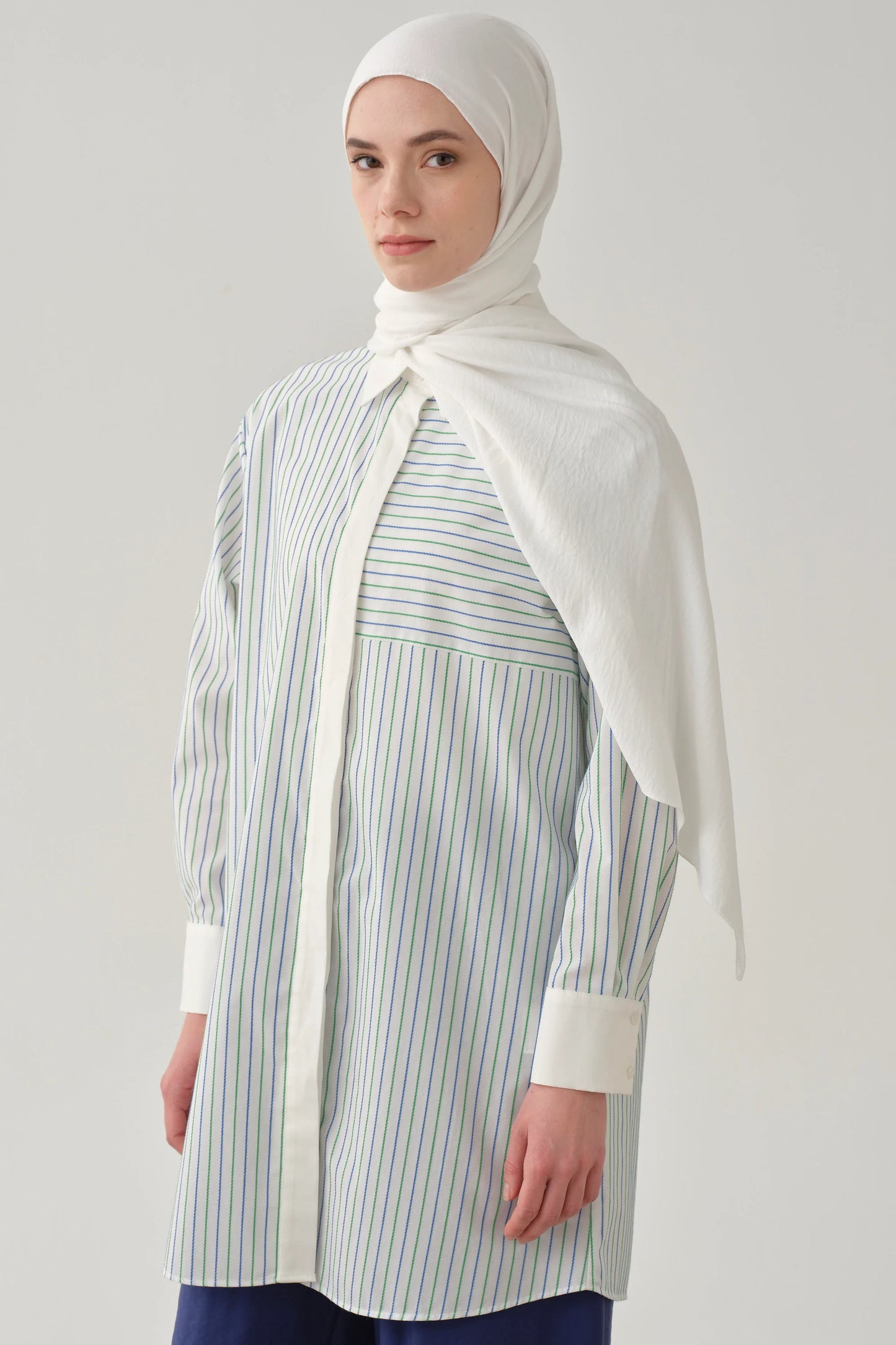 Tunique rayée avec colle chemise