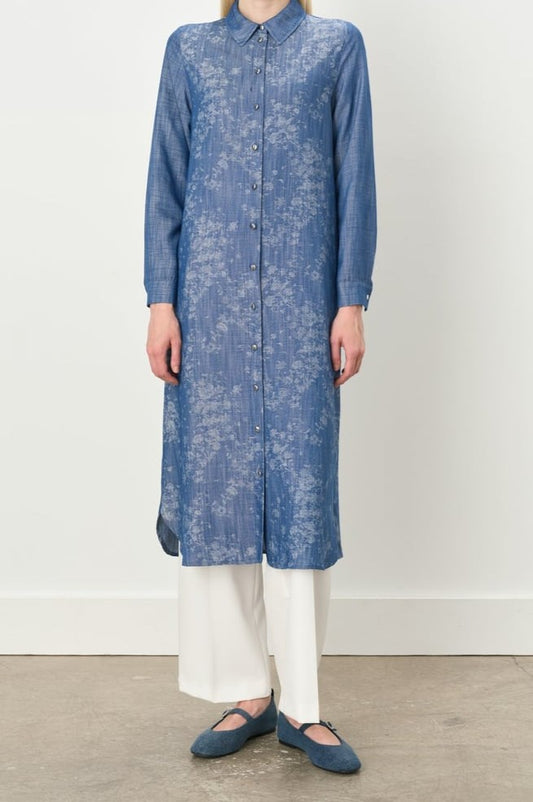 Tunique longue avec motif à col chemise