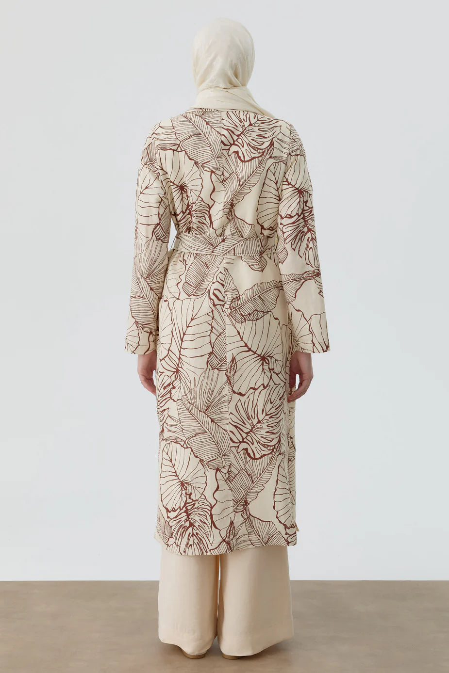 Trench-coat en lin à motifs floraux