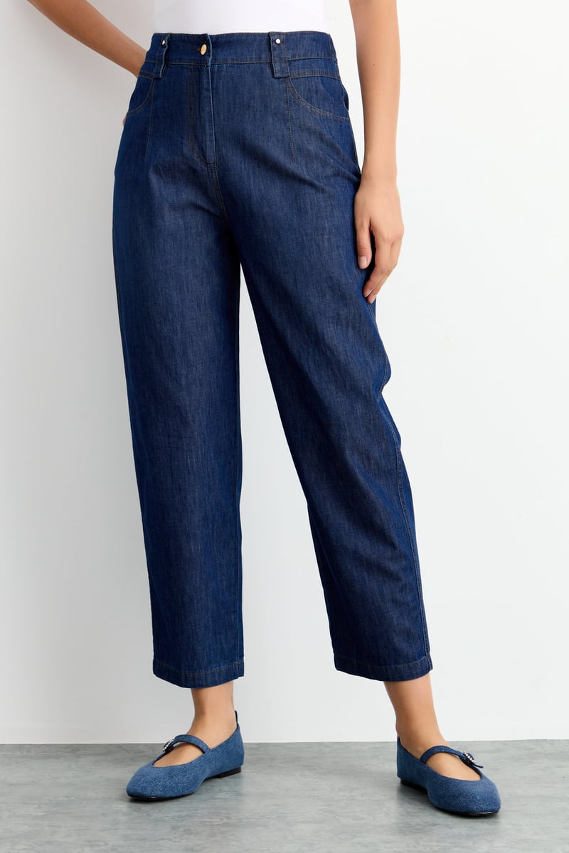 pantalon jean panta-cheville taille haute