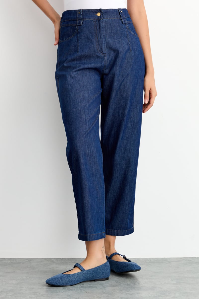 pantalon jean panta-cheville taille haute