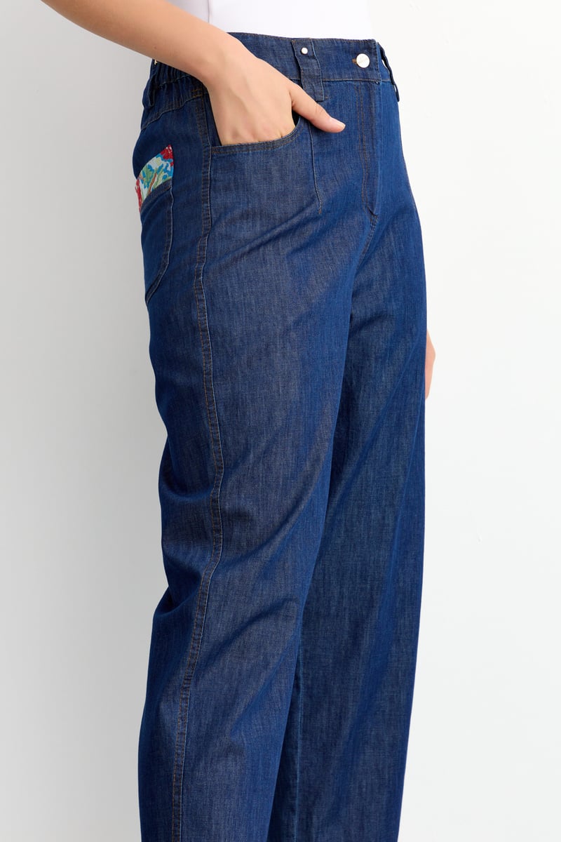 pantalon jean panta-cheville taille haute