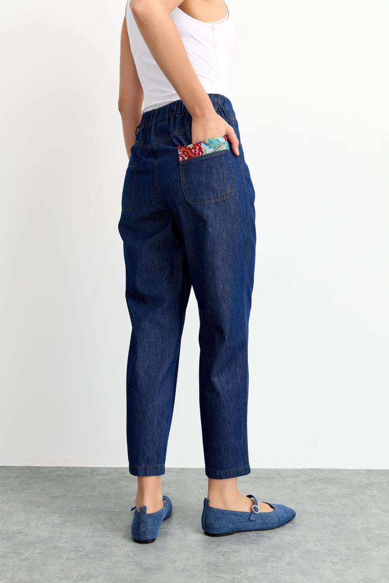 pantalon jean panta-cheville taille haute