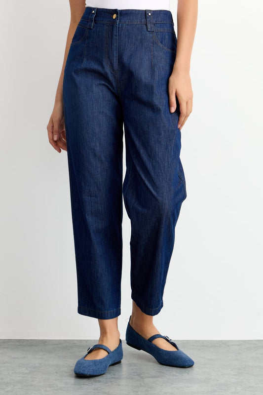 pantalon jean panta-cheville taille haute